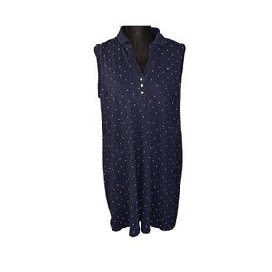 Tommy Hilfiger Navy Blue Polka Dot Sleeveless Stretch polo Dress